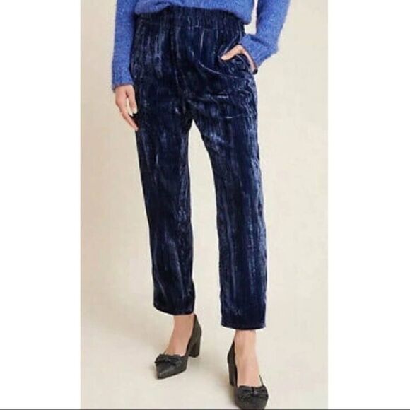 NEW Anthropologie Tina + Jo Josephine Velvet Tapered Trousers Lounge Pants Small - Picture 2 of 2